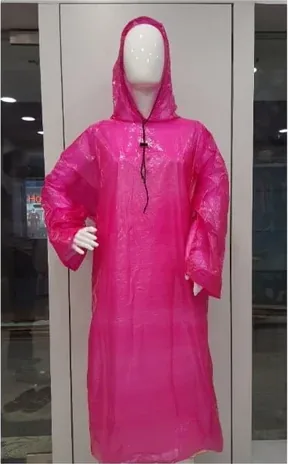 Pink waterproof poncho raincoat with hood